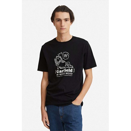 Wood Wood t-shirt bawełniany X Garfield kolor czarny z nadrukiem 30045702.2222-BLACK ze sklepu ANSWEAR.com w kategorii T-shirty męskie - zdjęcie 162800383
