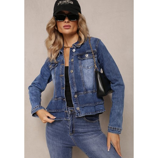 Niebieska Jeansowa Kurtka z Falbankami Tencil Renee XS Renee odzież promocja