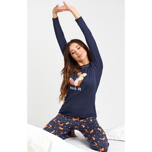 Damska piżama na długi rękaw i z długą nogawką Wasilla, Kolor granatowo-pomarańczowy, Rozmiar S, Italian Fashion ze sklepu Intymna w kategorii Piżamy damskie - zdjęcie 162810450