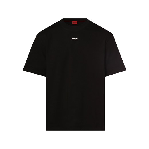 HUGO T-shirt męski Mężczyźni Bawełna czarny jednolity S vangraaf