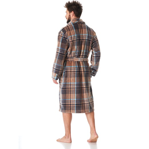 DŁUGI SZLAFROK BRĄZOWA KRATA - M/L Key XL/XXL PH KEY Sp. z o.o.