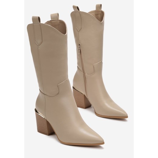 Kozaki damskie Born2be z cholewką przed kolano na obcasie eleganckie na zimę 