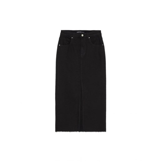 Cropp - Czarna jeansowa spódnica midi - czarny ze sklepu Cropp w kategorii Spódnice - zdjęcie 162821583