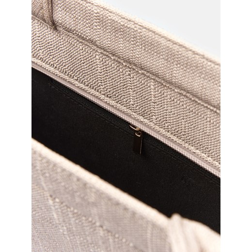 Shopper bag beżowa Gate do ręki duża na wakacje 