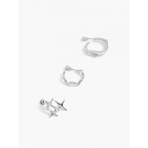 Cropp - 3 pack kolczyków - srebrny Cropp Uniwersalny okazyjna cena Cropp