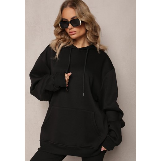 Czarna Bluza Oversize z Kapturem Nedussa ze sklepu Renee odzież w kategorii Bluzy damskie - zdjęcie 162830103
