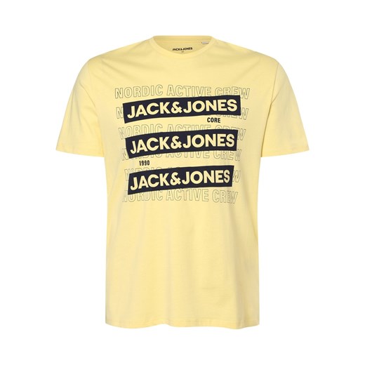 Jack & Jones T-shirt męski Mężczyźni Bawełna żółty nadruk ze sklepu vangraaf w kategorii T-shirty męskie - zdjęcie 162832334