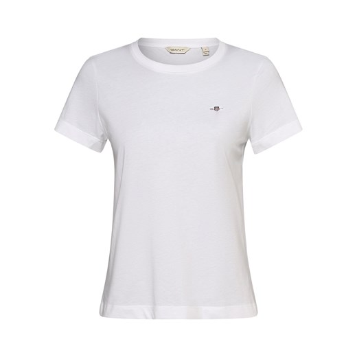 Gant T-shirt damski Kobiety Bawełna biały jednolity ze sklepu vangraaf w kategorii Bluzki damskie - zdjęcie 162832343