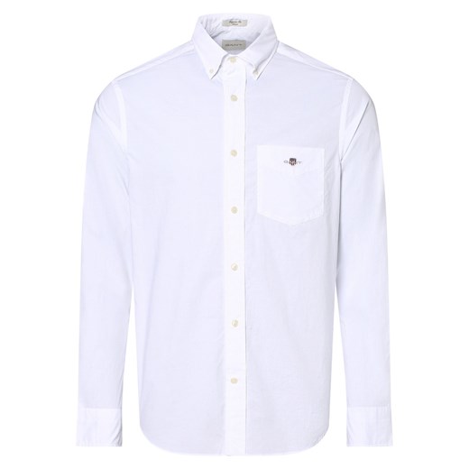 Gant Koszula męska Mężczyźni Regular Fit Bawełna biały jednolity ze sklepu vangraaf w kategorii Koszule męskie - zdjęcie 162832381