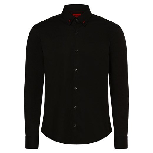 HUGO Koszula męska Mężczyźni Slim Fit Bawełna czarny jednolity ze sklepu vangraaf w kategorii Koszule męskie - zdjęcie 162832434