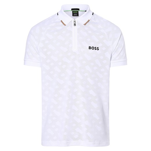 BOSS Green Męska koszulka polo Mężczyźni Sztuczne włókno biały jednolity XL vangraaf