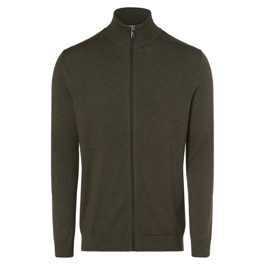 Selected Kardigan męski Mężczyźni Bawełna khaki marmurkowy S vangraaf