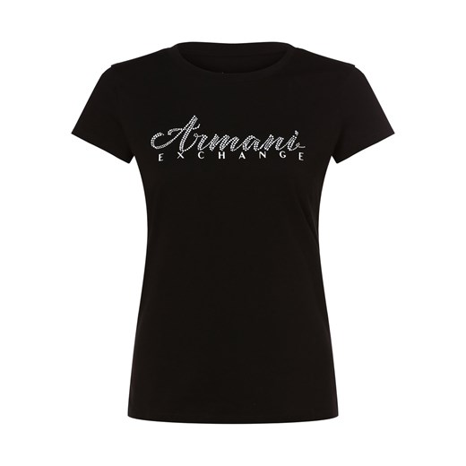 Armani Exchange T-shirt damski Kobiety Bawełna czarny nadruk Armani Exchange L promocyjna cena vangraaf
