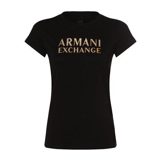 Armani Exchange T-shirt damski Kobiety Bawełna czarny nadruk ze sklepu vangraaf w kategorii Bluzki damskie - zdjęcie 162832582
