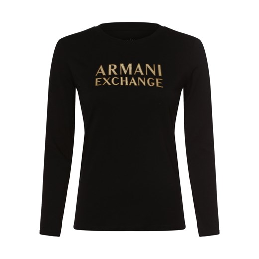 Armani Exchange Damska koszulka z długim rękawem Kobiety Bawełna czarny nadruk ze sklepu vangraaf w kategorii Bluzki damskie - zdjęcie 162832583