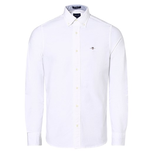 Gant Koszula męska Mężczyźni Slim Fit Bawełna biały jednolity ze sklepu vangraaf w kategorii Koszule męskie - zdjęcie 162832722