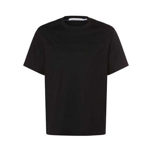 Calvin Klein Jeans T-shirt męski Mężczyźni Bawełna czarny jednolity ze sklepu vangraaf w kategorii T-shirty męskie - zdjęcie 162832930