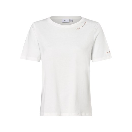 Vila T-shirt damski Kobiety Bawełna biały jednolity ze sklepu vangraaf w kategorii Bluzki damskie - zdjęcie 162833292