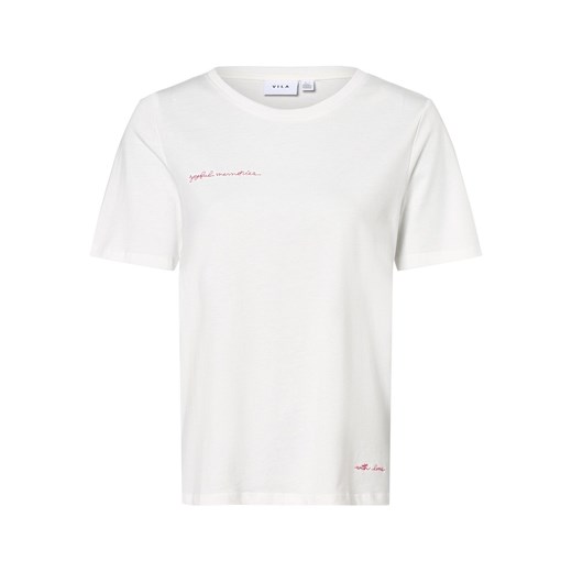 Vila T-shirt damski Kobiety Bawełna biały jednolity ze sklepu vangraaf w kategorii Bluzki damskie - zdjęcie 162833293