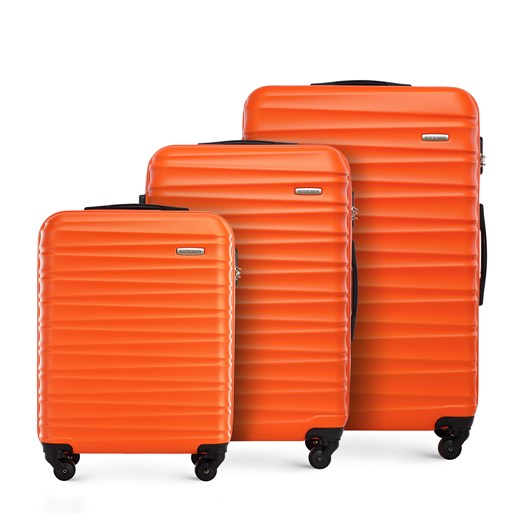 Zestaw walizek z ABS-u z żebrowaniem pomarańczowy ze sklepu WITTCHEN w kategorii Walizki - zdjęcie 162836971