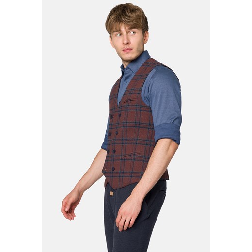 Kamizelka Bordowa w Kratę Tartan Silsden ze sklepu Lancerto S.A. w kategorii Kamizelki męskie - zdjęcie 162844964