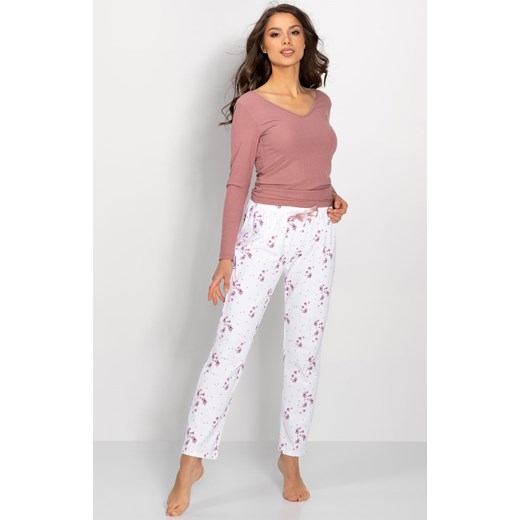 Piżama bawełniana Anabelle, Kolor różowo-biały, Rozmiar S, Momenti per me ze sklepu Intymna w kategorii Piżamy damskie - zdjęcie 162855780
