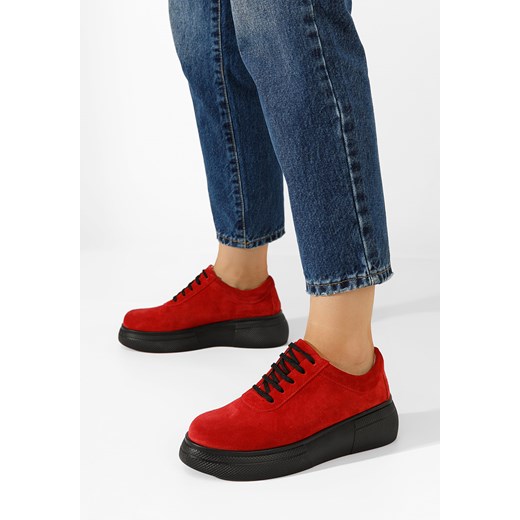 Czerwone półbuty na platformie Delisa V2 ze sklepu Zapatos w kategorii Półbuty damskie - zdjęcie 162858772