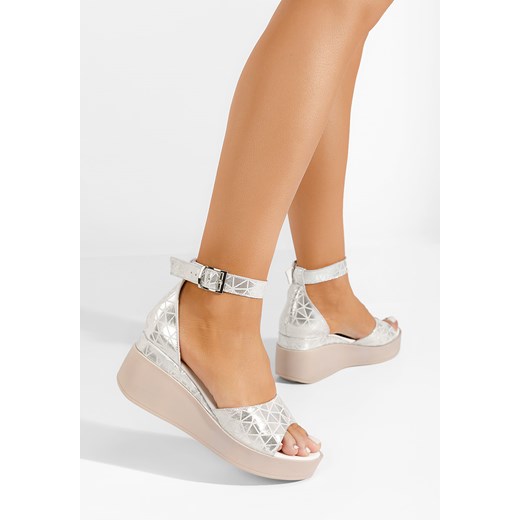 Srebrne sandały na platformie skórzane Salegia V2 ze sklepu Zapatos w kategorii Sandały damskie - zdjęcie 162858780