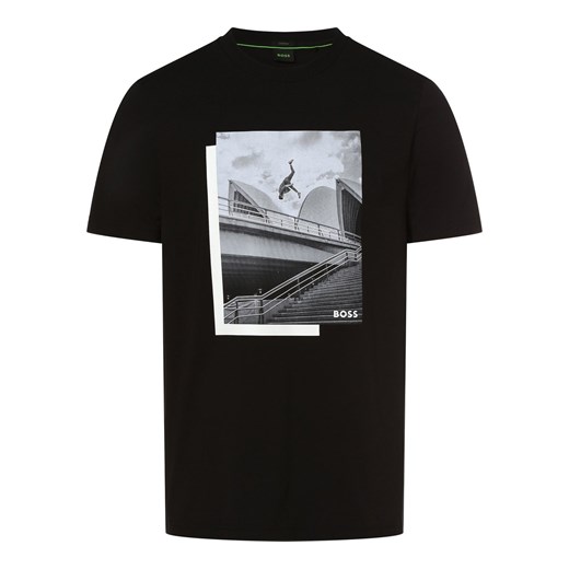 BOSS Green T-shirt męski Mężczyźni Bawełna czarny nadruk ze sklepu vangraaf w kategorii T-shirty męskie - zdjęcie 162861094