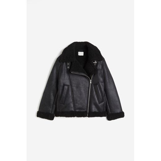 H & M - Kurtka oversize z podszewką z misia - Czarny H & M XL H&M