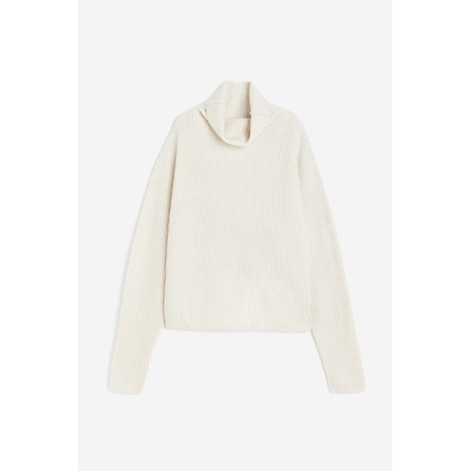 H & M - Wełniany sweter w prążki - Biały H & M XS H&M