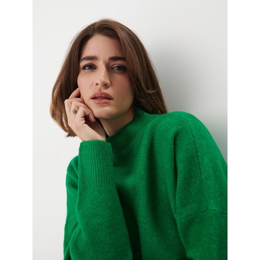 Sweter damski zielony Mohito z okrągłym dekoltem 