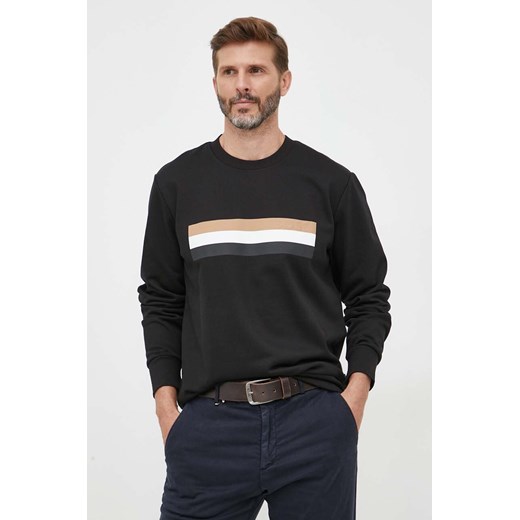BOSS bluza bawełniana męska kolor czarny z nadrukiem ze sklepu ANSWEAR.com w kategorii Bluzy męskie - zdjęcie 162866750
