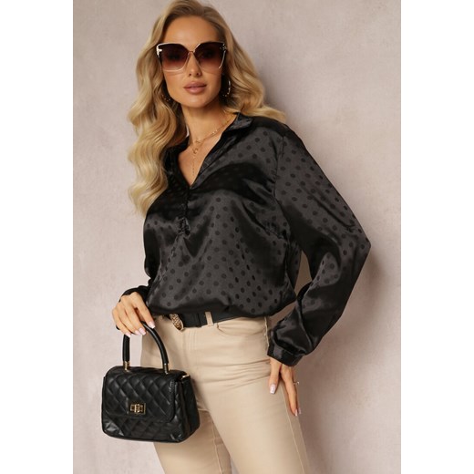 Czarna Bluzka we Wzór w Kropki Susanes ze sklepu Renee odzież w kategorii Bluzki damskie - zdjęcie 162893712