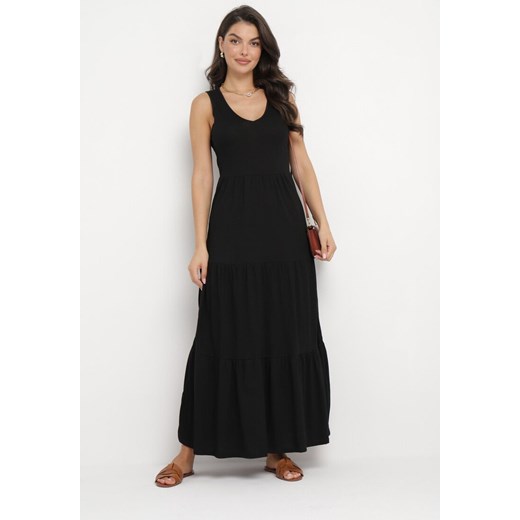 Czarna Bawełniana Sukienka Maxi Bez Rękawów Lorenis ze sklepu Born2be Odzież w kategorii Sukienki - zdjęcie 162898722