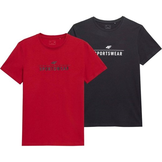 T-shirt męski czerwony 4F z krótkimi rękawami 