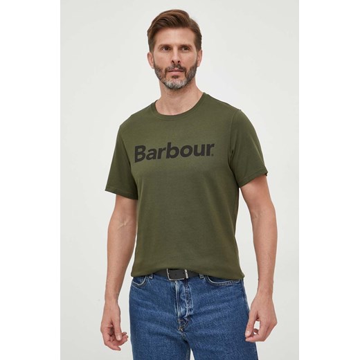 Barbour t-shirt bawełniany kolor zielony z nadrukiem ze sklepu ANSWEAR.com w kategorii T-shirty męskie - zdjęcie 162902101