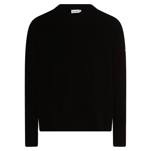 Calvin Klein Sweter męski Mężczyźni Sztuczne włókno czarny jednolity ze sklepu vangraaf w kategorii Swetry męskie - zdjęcie 162903224