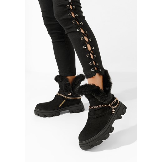 Czarne botki damskie ocieplane Arnesa ze sklepu Zapatos w kategorii Botki - zdjęcie 162904170