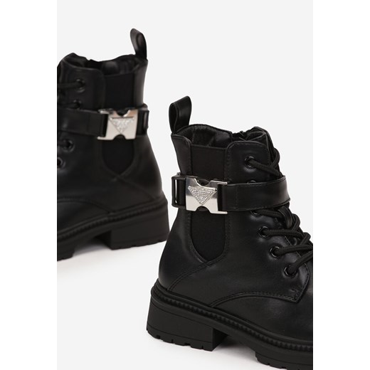 Buty zimowe dziecięce Born2be jesienne czarne wiązane 