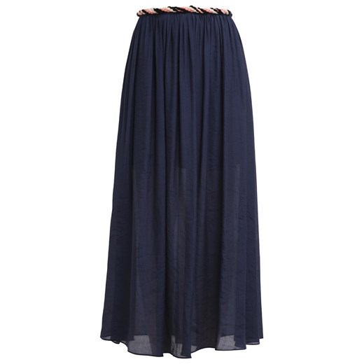 Suncoo PHOEBE Długa spódnica dark blue zalando czarny abstrakcyjne wzory