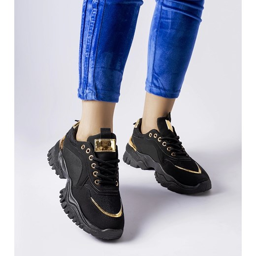 Czarne sneakersy ze złotym akcentem Lodgeville ze sklepu gemre w kategorii Buty sportowe damskie - zdjęcie 162916652