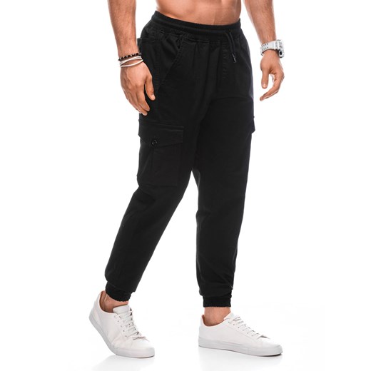 Spodnie męskie joggery 1406P - czarne ze sklepu Edoti w kategorii Spodnie męskie - zdjęcie 162924520