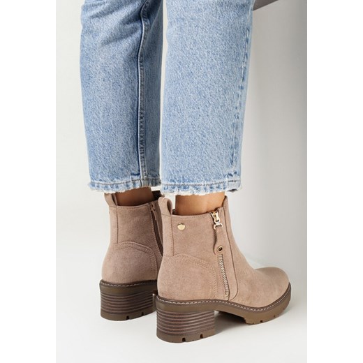 Botki Born2be z zamkiem casual na obcasie 