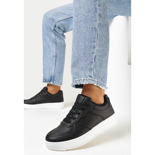 Czarno-Białe Sneakersy Sznurowane Finos ze sklepu born2be.pl w kategorii Buty sportowe damskie - zdjęcie 162929533