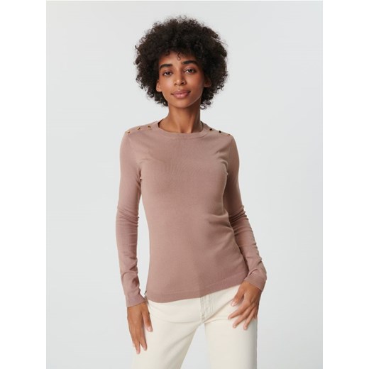 Sinsay - Sweter z ozdobnymi guzikami - beżowy Sinsay XXL Sinsay
