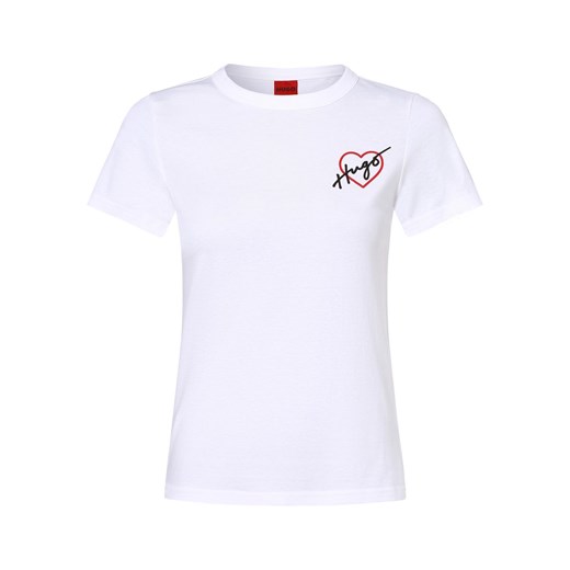 HUGO T-shirt damski Kobiety Bawełna biały jednolity L vangraaf okazja