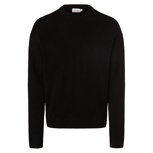Calvin Klein Sweter męski Mężczyźni Sztuczne włókno czarny jednolity ze sklepu vangraaf w kategorii Swetry męskie - zdjęcie 162934410