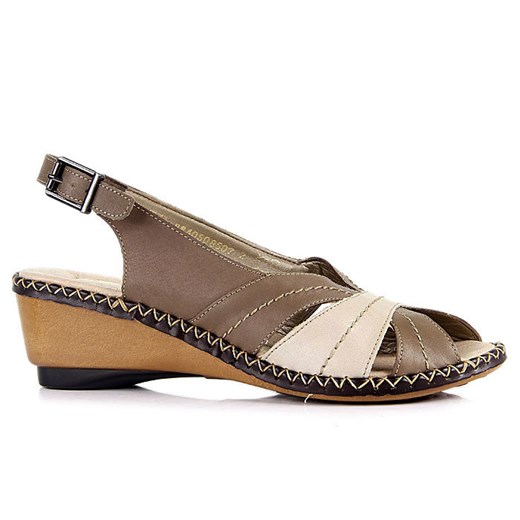 RIEKER 66161-64 skórzane sandały damskie lekkie komfortowe butyraj-pl brazowy sandały