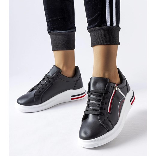 Czarne sneakersy na białej podeszwie Anaunia ze sklepu gemre w kategorii Buty sportowe damskie - zdjęcie 162944423